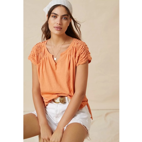 Anthropologie Tops - anthropologie // pilcro orange smocked muscle tee nwot